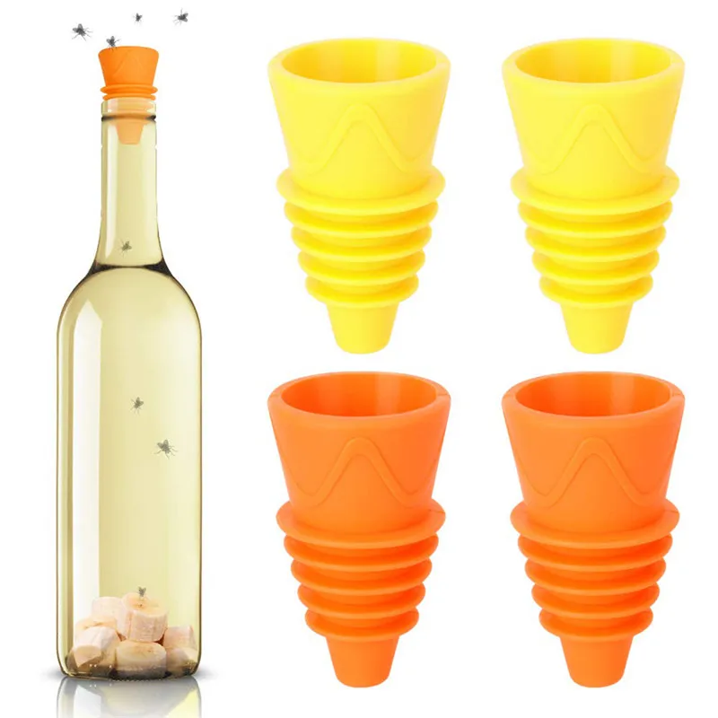 

4/6/8pc Flexible Flies Trap Funnel Reusable Silicone Pest Control Fruit Flies Catcher Killer Home Garden Kitchen Flytrap Fitting