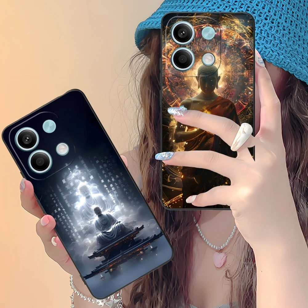 Чехол для мобильного смартфона Buddyism Xiaomi Redmi 14 13 13C 12 12C 10 10C A1 A2 A3 Plus 5G черный мягкий