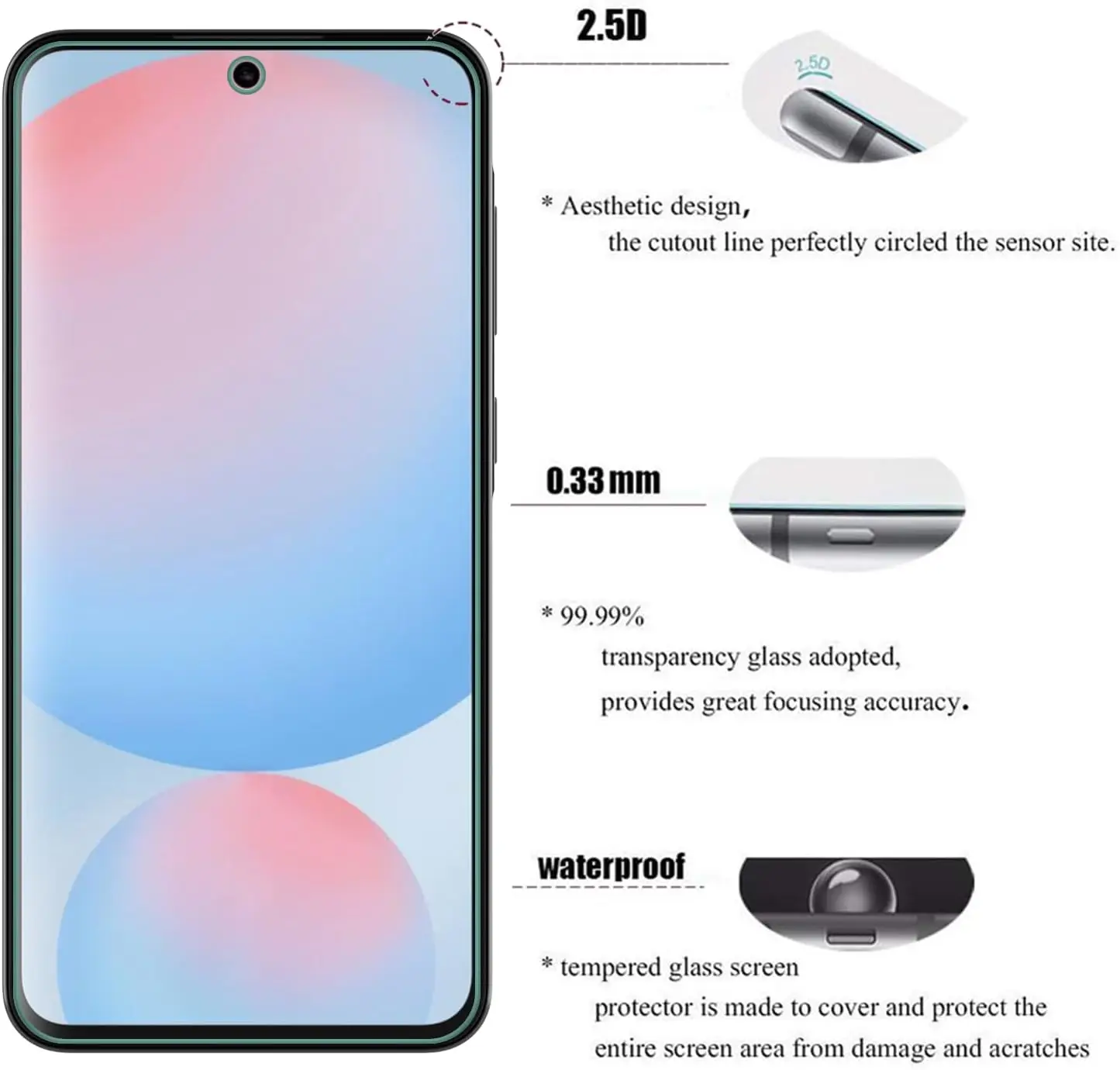 Фото Для Samsung Galaxy A56 закаленное стекло защитная пленка для экрана №4