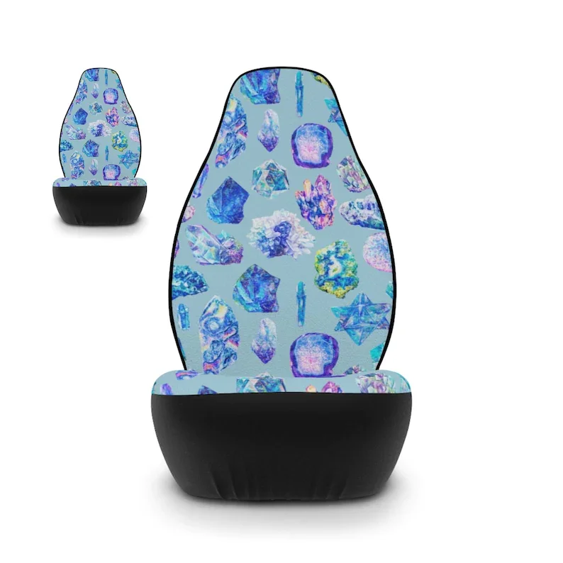 

Witchy Boho Crystal Car Seat Covers for Women, Cute Teal Blue Gemstone Seat Cover for Car Vehicle, Aesthetic Seat Protector Univ