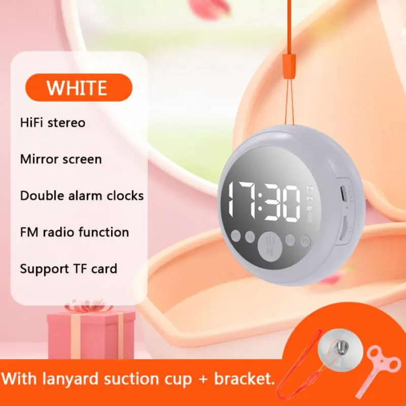 

Buletooth-compatible 5.0 Speaker Round Shape Super Volume Outdoor Loudspeaker Hifi Stereo Mirror Alarm Clock Mini Audio