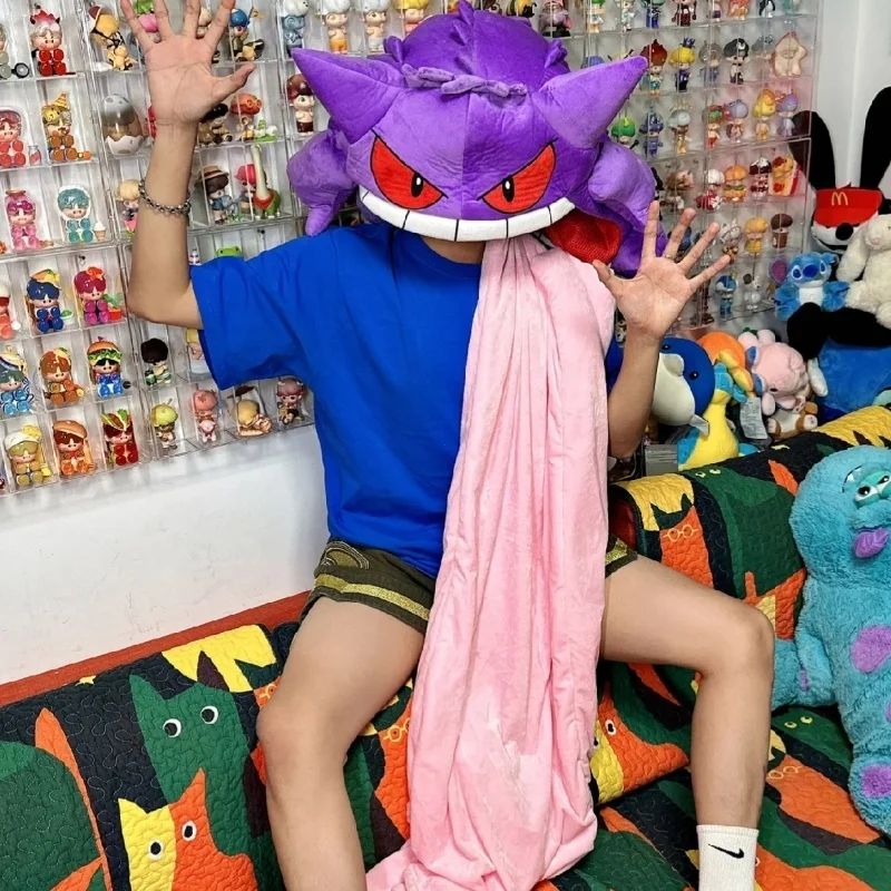 Фото Новинка, хит продаж, 130 см, Pokemon Gengar, большой язык, плюшевая аниме, периферийные устройства, большой размер, подушка для сна Gengar, двойное одеяло для сна, мягкая игрушка №1
