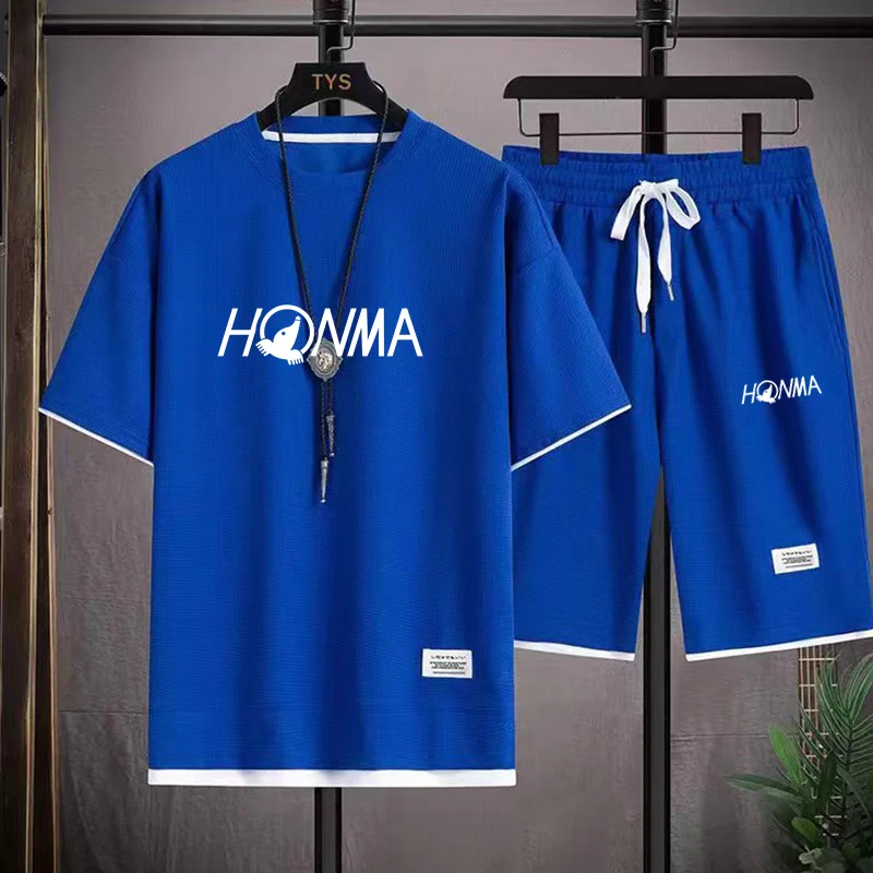 2023 Summer Men 2-Piece Tops+Shorts Sportswear Fashion Printing Loose Harajuku Style Street Apparel Casual Outdoor Adventure Set