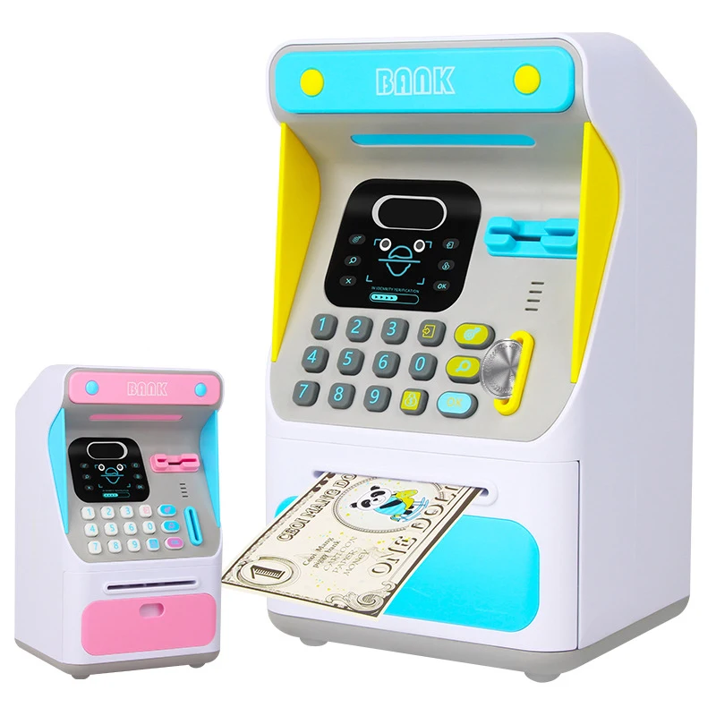 

ATM Piggy Bank Simulated Face Recognition Automatic Rolling Money Piggy Bank Children Toy Piggy Electronic Saving Bank #HY
