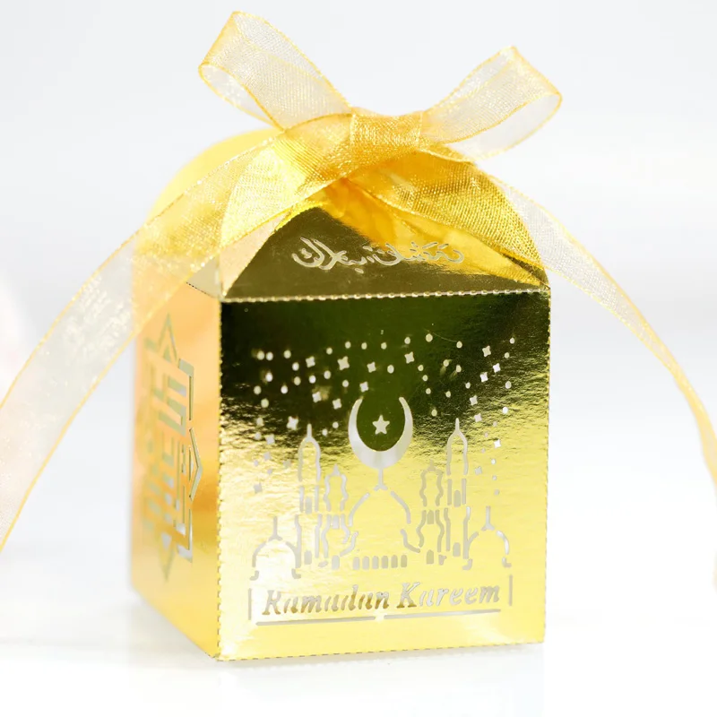 

50 шт., коробка для конфет Eid Mubarak, коробки для шоколада, печенья, конфет, аксессуары для дома 2023, мусульманские товары для конфет