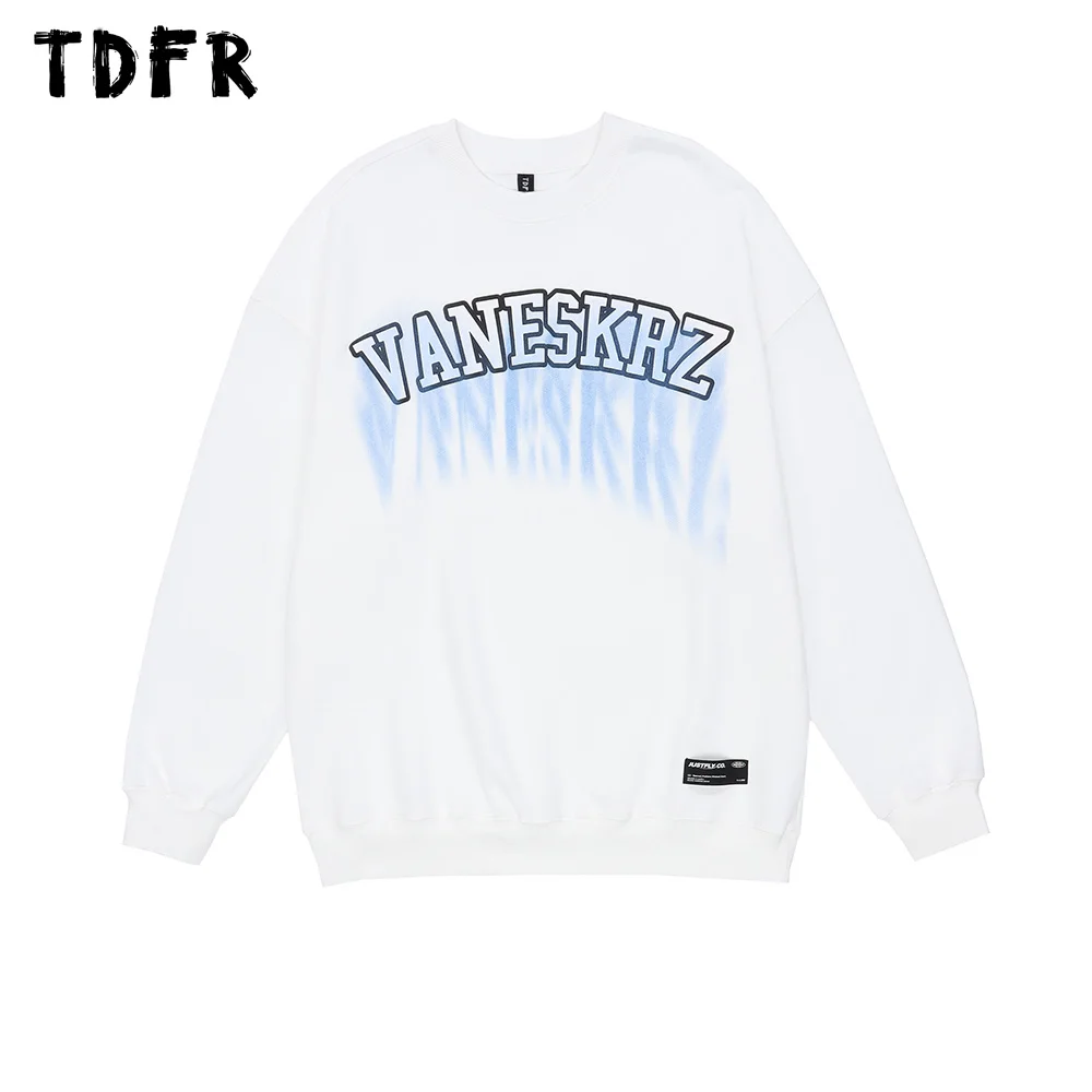 

Letter Print Sweatshirts Mens Casual Streetwear Crew Neck Loose Drop Shoulder Long Sleeve Cotton Top Men