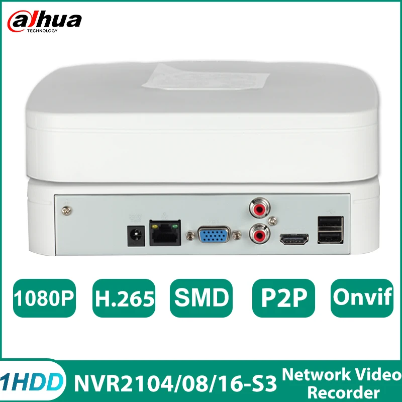 

Dahua NVR2104-S3 NVR2108-S3 NVR2116-S3 1HDD SMDplus Onvif Network Recorder 4/8/16 Channels P2P Camera Security Protection System