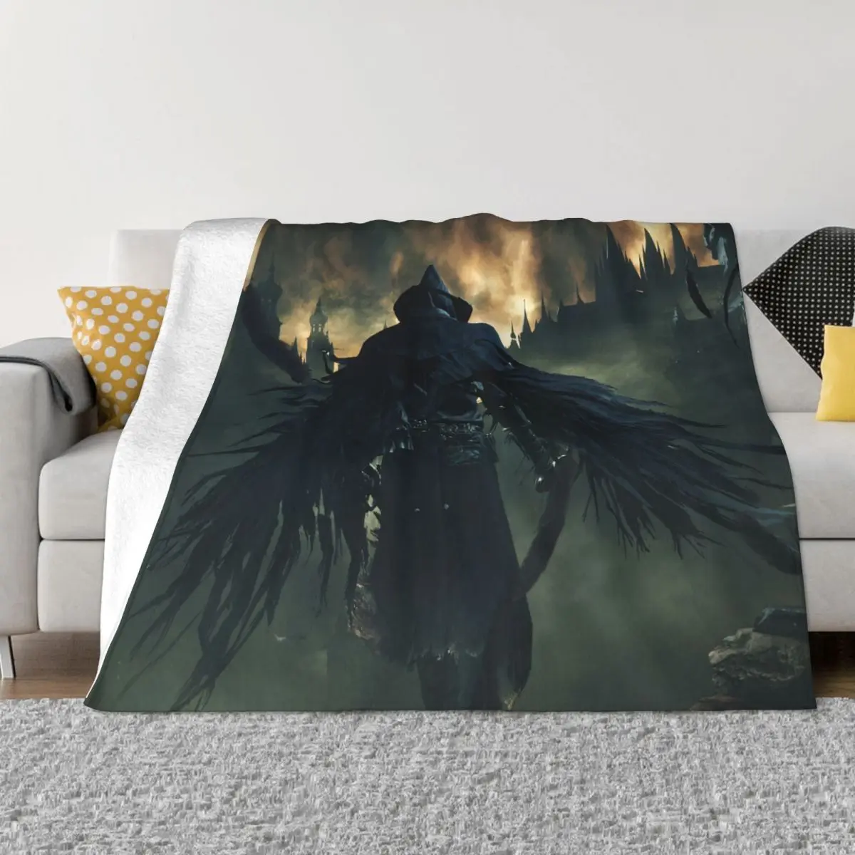 

The Old Hunters Sickle Action Knitted Blankets Bloodborne Game Wool Throw Blankets Bedroom Sofa Lightweight Bedspread