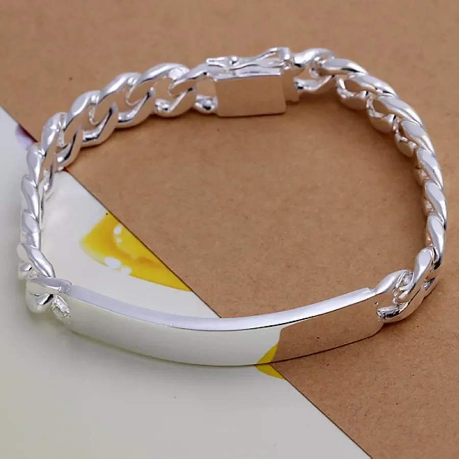 

New in 925 stamped silver design noble pretty 10MM Mens chain Jewelry fashion Geometric Bracelet free shipping factory price y2k