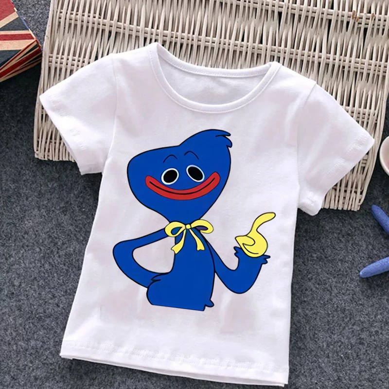 

Summer Anime Poppy Playtime Printed Cotton T-Shirt Horror Games Kids Short Sleeves Fashion Cartoon Harajuku Kids Streetwear Tops