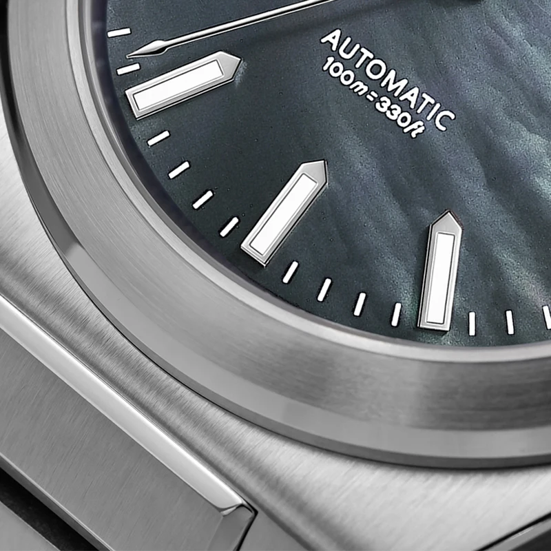 Фото ADDIESKIN K008 Мужские автоматические часы с черным перламутровым циферблатом, сапфировым стеклом, механизмом Miyota 9015, светящимся циферблатом, водонепроницаемостью до 100 м. №5
