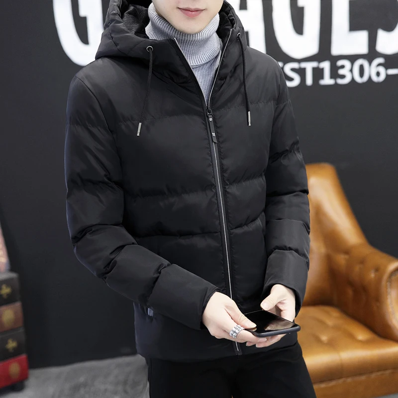 2022 New Winter Men's High-Quality Hand-Plugged Cotton Hooded Thickened Fashion Cotton Coat Men's Cotton Coat Casual Down Jacket