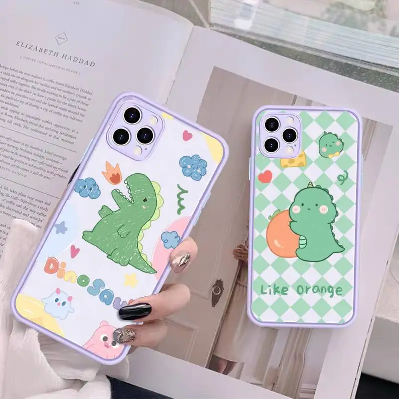 

Cartoon cute dinosaur Phone Case for iPhone X XR XS 7 8 Plus 11 12 13 pro MAX 13mini Translucent Matte Case