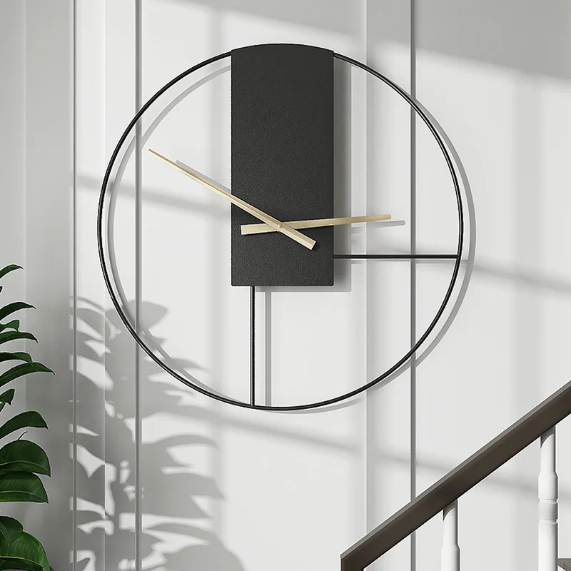

walnut Metal pointer retro simple creative light luxury nordic wall clock