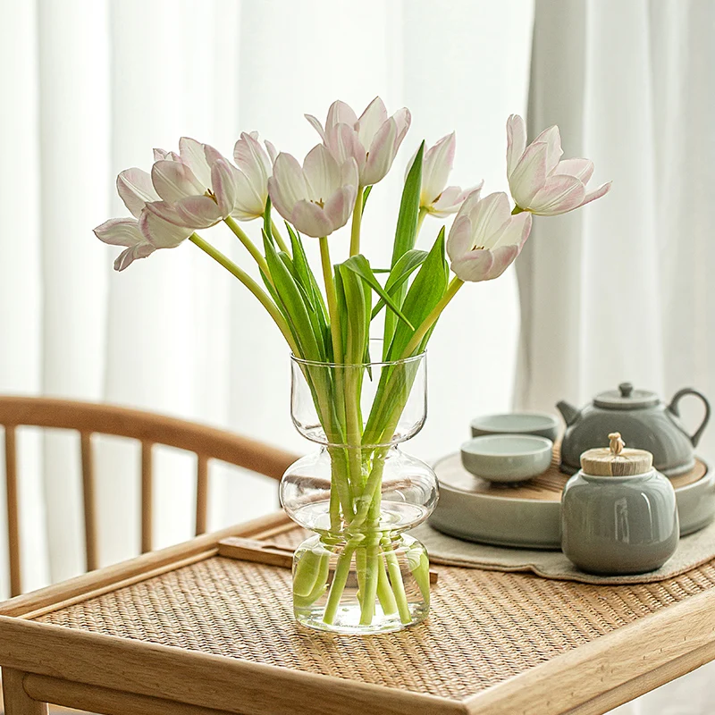 Nordic Glass Vase Living Room Decoration Accessories Tabletop Decor Flower Arrangement Container Hydroponic Vase Home Decor Gift 5