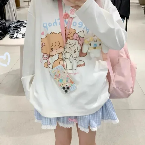 Женские футболки Kawaii Bear хлопок японский стиль