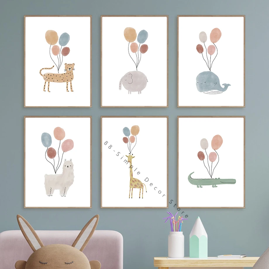 

Картина на холсте со слоном, альпакой и жирафом