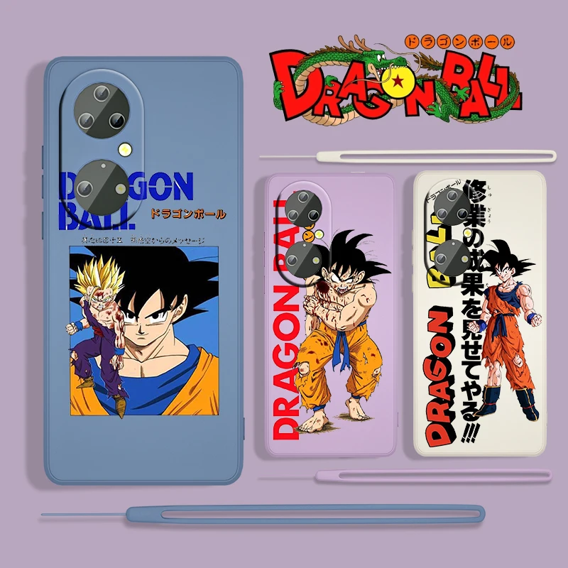 

Cute Boys DBZ Dragon Ball For Huawei P50 P40 P30 P20 P Smart Z 5G Pro Plus Lite 2019 2021 Silicone Liquid Rope Phone Case Cover