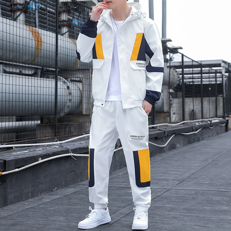 

Spring jacket men's new Korean version of two sets of hi-colored jacket set workload jacket male