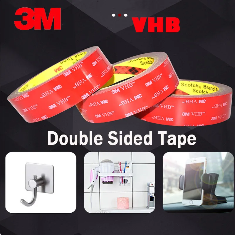 

3M VHB Strong Double Sided Sticker No Trace Waterproof Acrylic Foam Tape High Viscosity Automotive Home Office Hook Indoor
