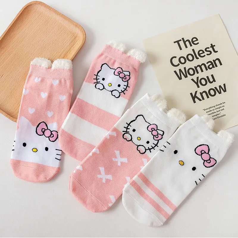 

Kawaii Cute Cartoon Anime Sanrios Girl Cotton Socks Hello Kitty Summer Student Shallow Mouth Boat Socks Socks Birthday Gift