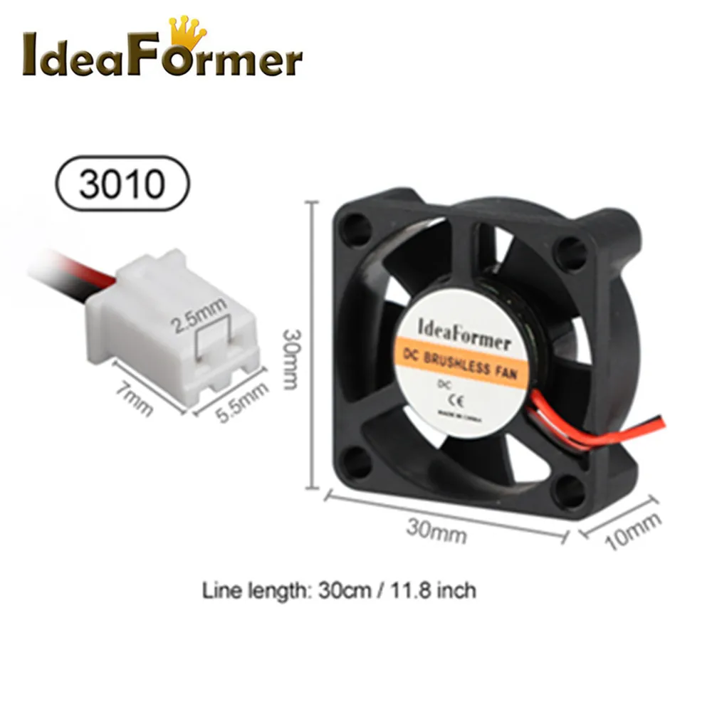 

2Pcs 2510 3010 3D Printer Cooling Fan Radiator Cooler DC5/12/24V 25x25x10/30x30x10mm 2Pin XH2.54 Cable for Reprap J-head Hot End