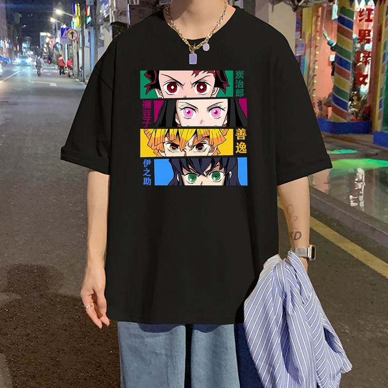 

Demon Slayer Tanjirou T Shirt Men Loose Casual Tees Y2K Anime Tops Cotton High Quality T-shirt Unisex Summer New Tshirt Male 90s
