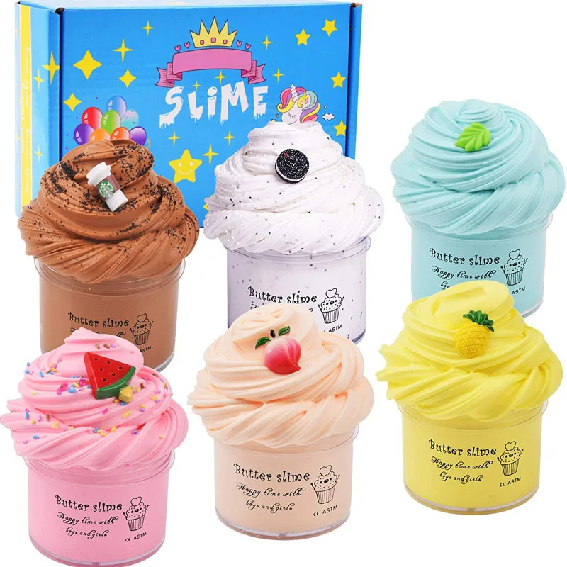 

Fruit Butter Slime Fluffy Glue Charms for Slime Additives Clay Supplies Plasticine Slimes Kit Chocolate Modelling Toy For Kids