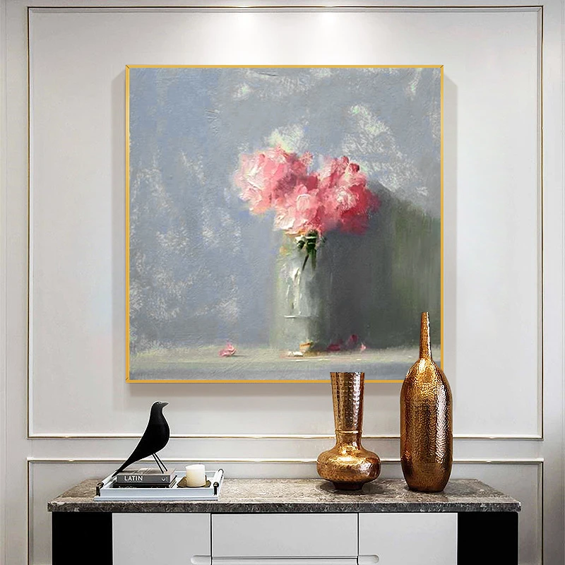 

Hand Painted Oil Painting On Canvas Texture Plant Flower Decorative Painting Living Room Dining Room Square Decoration Frameless