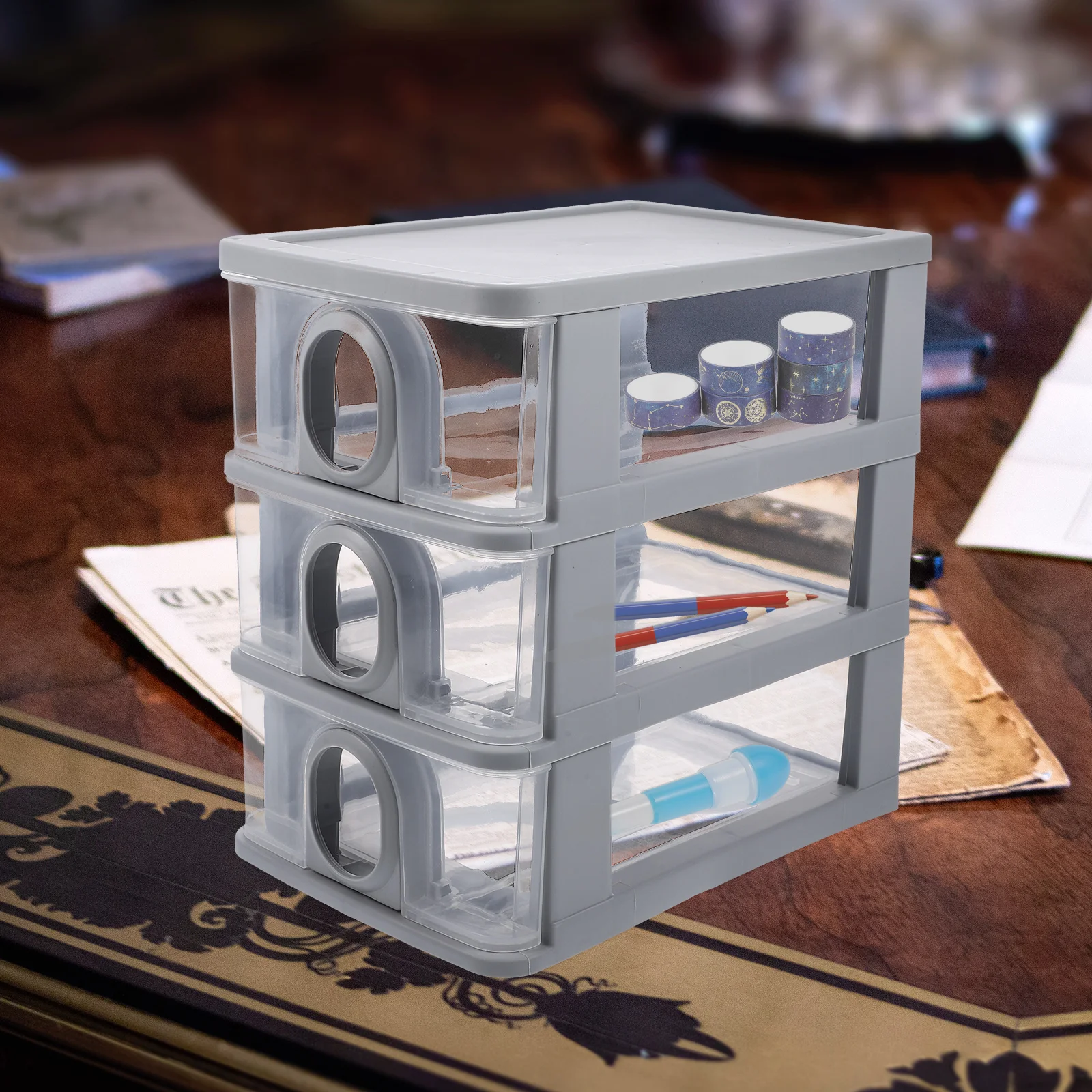 

Drawer Storage Cabinet Makeup Drawers Desk Organizer Plastic Desktop Stationary Organizers