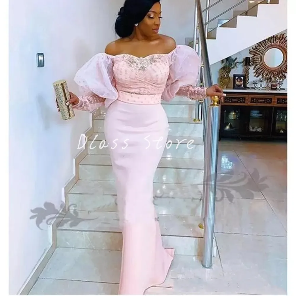 

New Lace Long Sleeve Africa Evening Dresses Luxury 2022 Arabic Formal Celebrity Prom Party Gowns вечерние платья 드레스 Robe Soiree