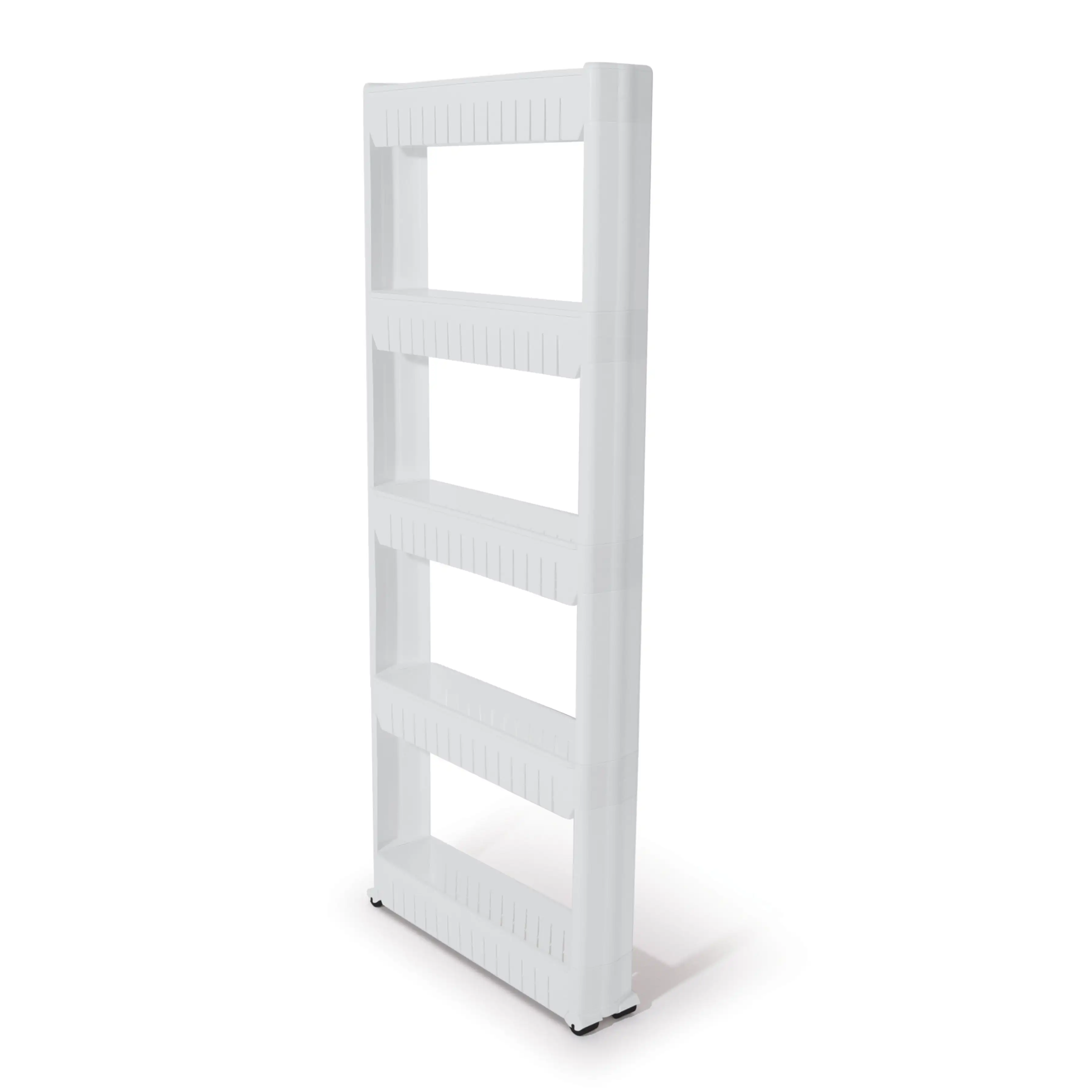 

free shipping Mobile Shelving 5 Tier Slim Storage Tower for Kitchen Bathroom