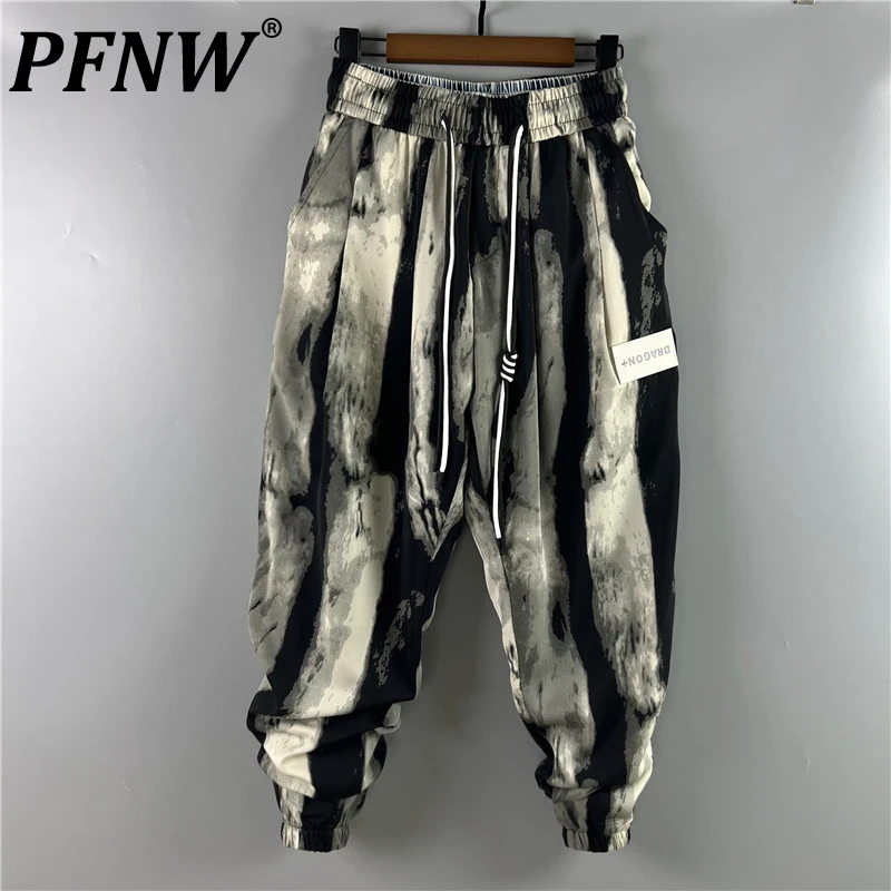 

PFNW Spring Summer New Men's Straight Loose Leggings Vintage Print Graphic Hip Hop High Street Fashion Casual Chic Pants 28A2745