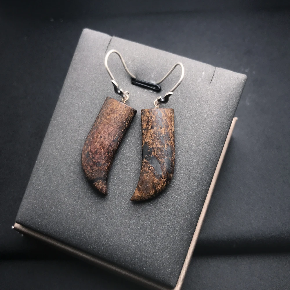 Винтажные серьги из яшмы с натуральной серо-белой картой Пикассо стерлинговое