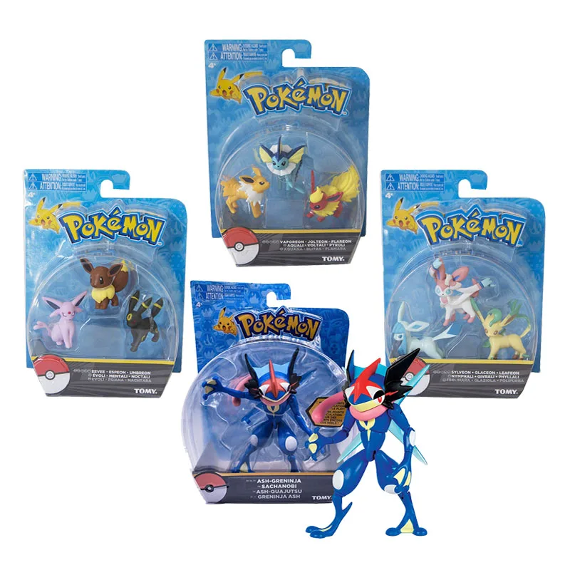 

Genuine Tomy Pokemon Toys Action Pose Pocket Monster Collection MonColle Ash Greninja Pikachu Eevee Snorlax Figure