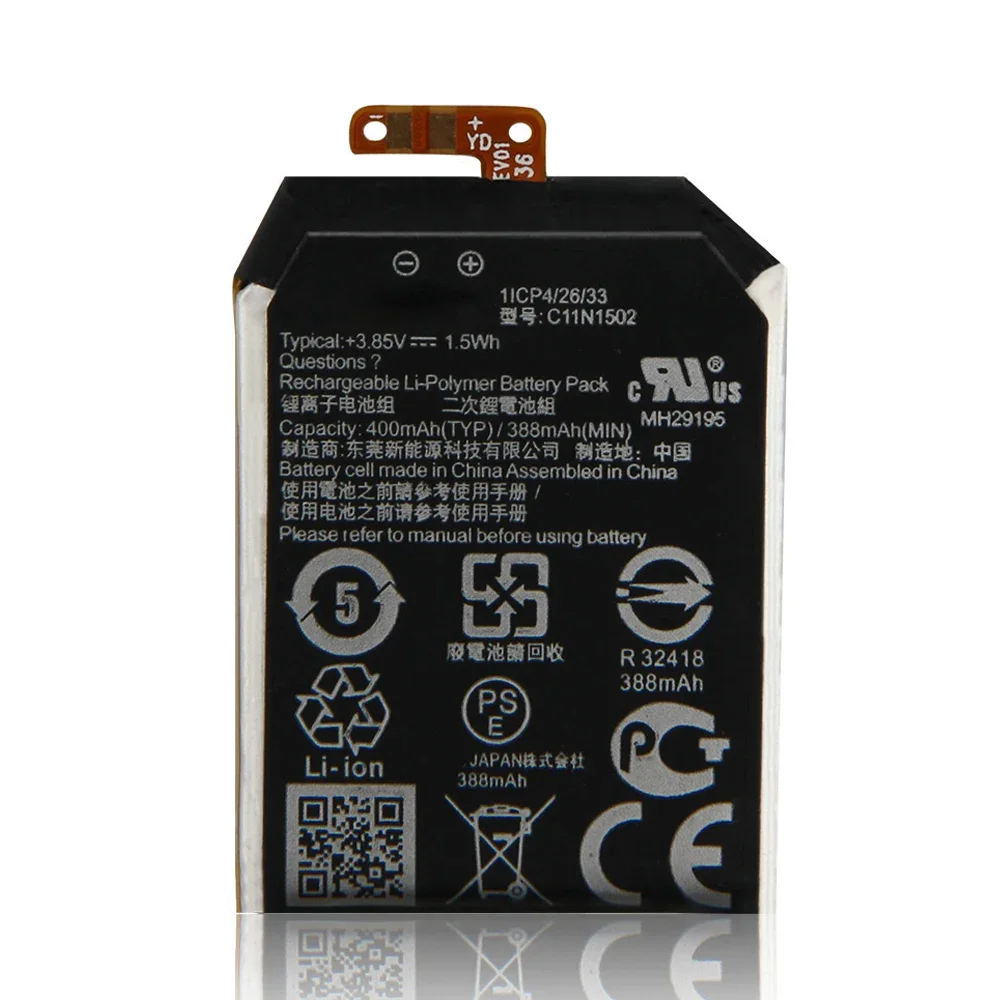 Новый сменный аккумулятор C11N1502 C11N1540 для Asus ZenWatch 2 WI501Q WI501QF 1ICP4/26/33 0B200- 01630000 400 мАч