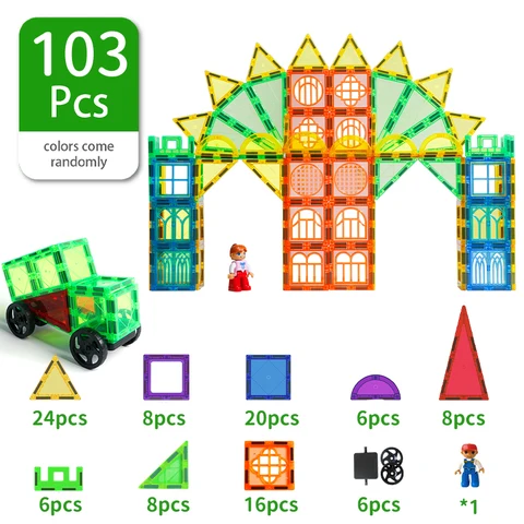 103шт Магнитные Плитки Образовательные Игрушки Ясно 3D Магнит Строительные Блоки Наборы Для Детей Подарок