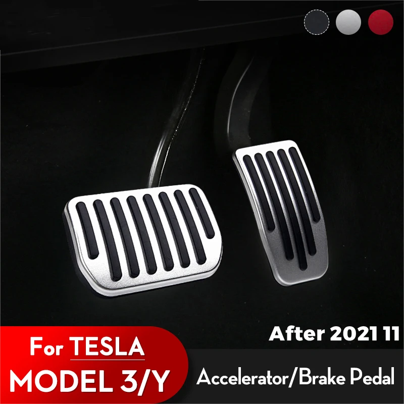 

Futhope Car Foot Pedal Pads Covers For Tesla Model 3 Y Accessories Litchi Grain Anti-sAluminum Alloy Accelerator Brake footstep