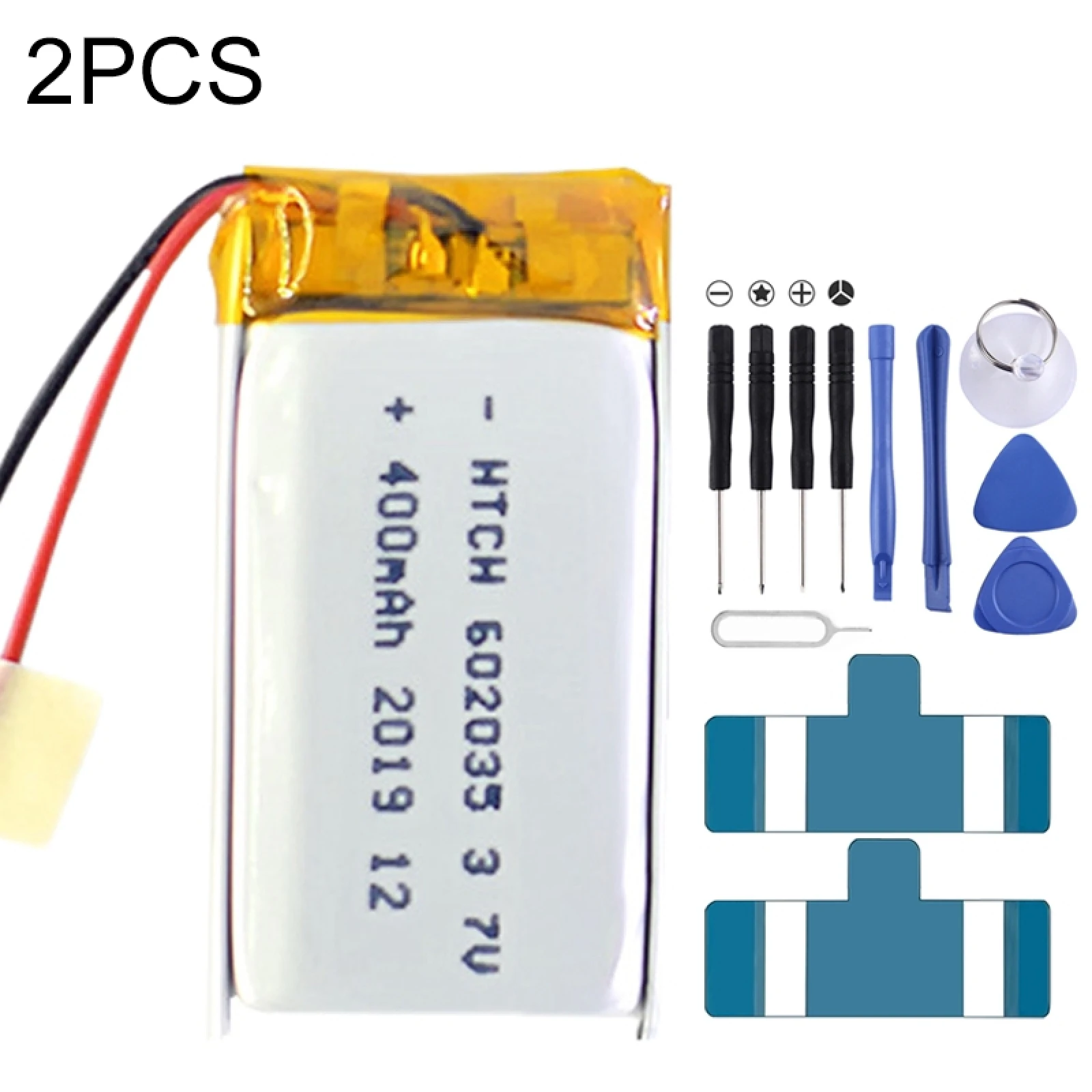 

2 PCS Li-Polymer Battery Replacement 602035 400mAh