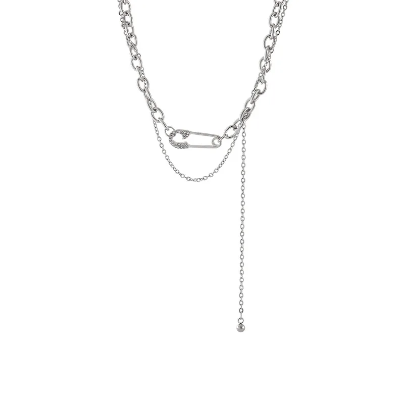 

Женская цепочка из титановой стали, двухслойная цепочка на шею с кулоном-клипсой в интернет-знаменитости, 2022