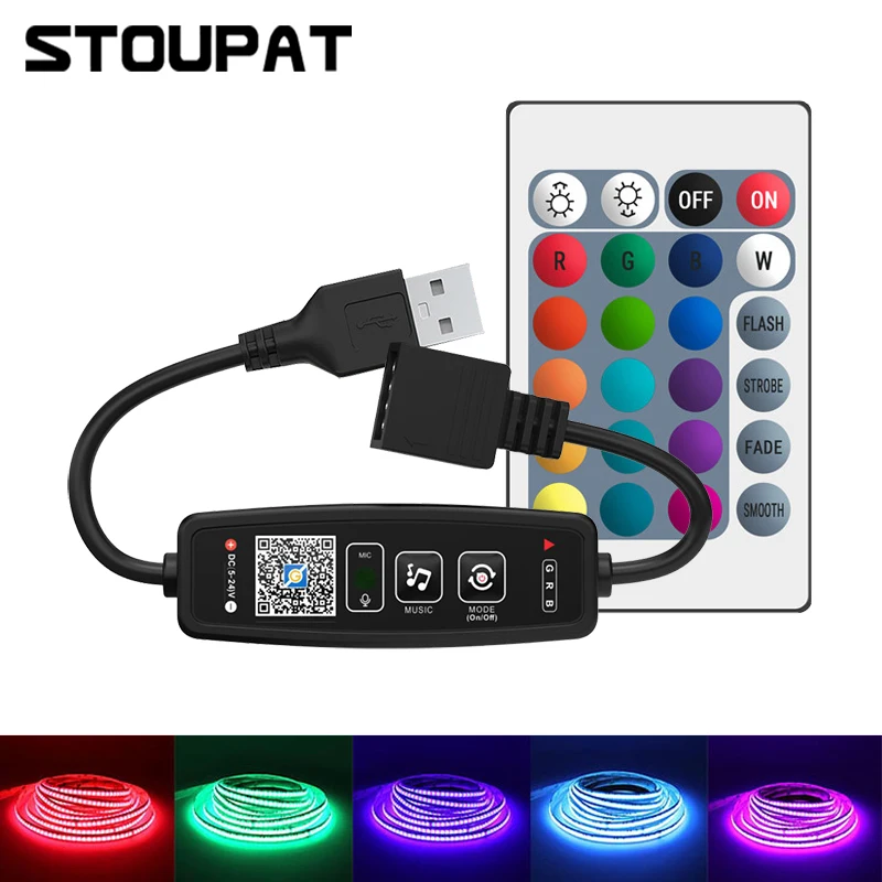 

Bluetooth APP LED Strip Light RGB Controller 24 Keys RF Wireless Remote Music Voice Control for COB SMD 5050 RGB Tape Lights
