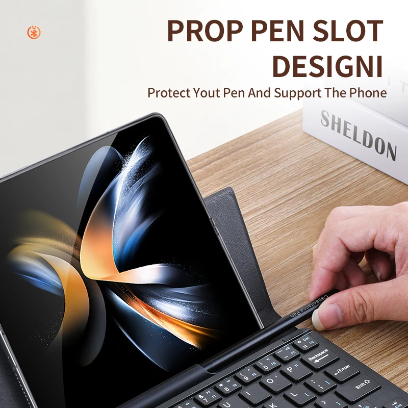 Luxury Wireless Keyboard Case For Samsung Galaxy Z Fold 4 Fold3 Leather Bracket Cover With Optional Pen Magnetic Bluetooth Funda