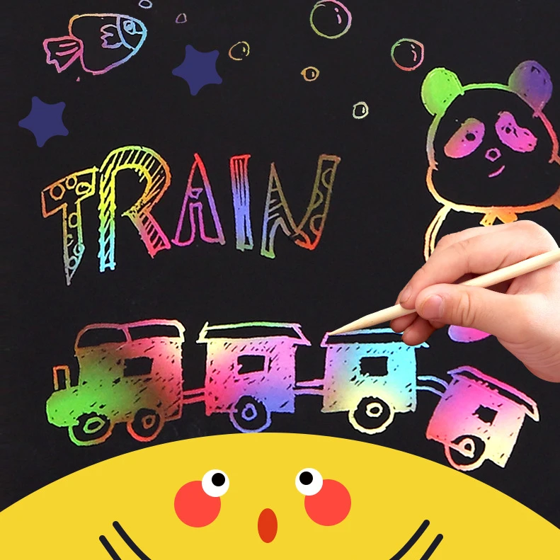 Набор Из 4 Книг RAINBOW Бумажные Книжки Для Рисования Мальчиков И Девочек Черные