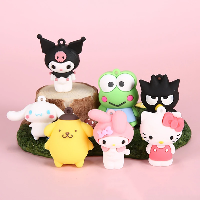 

Kawaii Sanrio Keroppi Pompompurin Keychain Accessories Little Twin Star Badtz-Maru Bag New Charms Cute Pendant Couple PVC Dolls