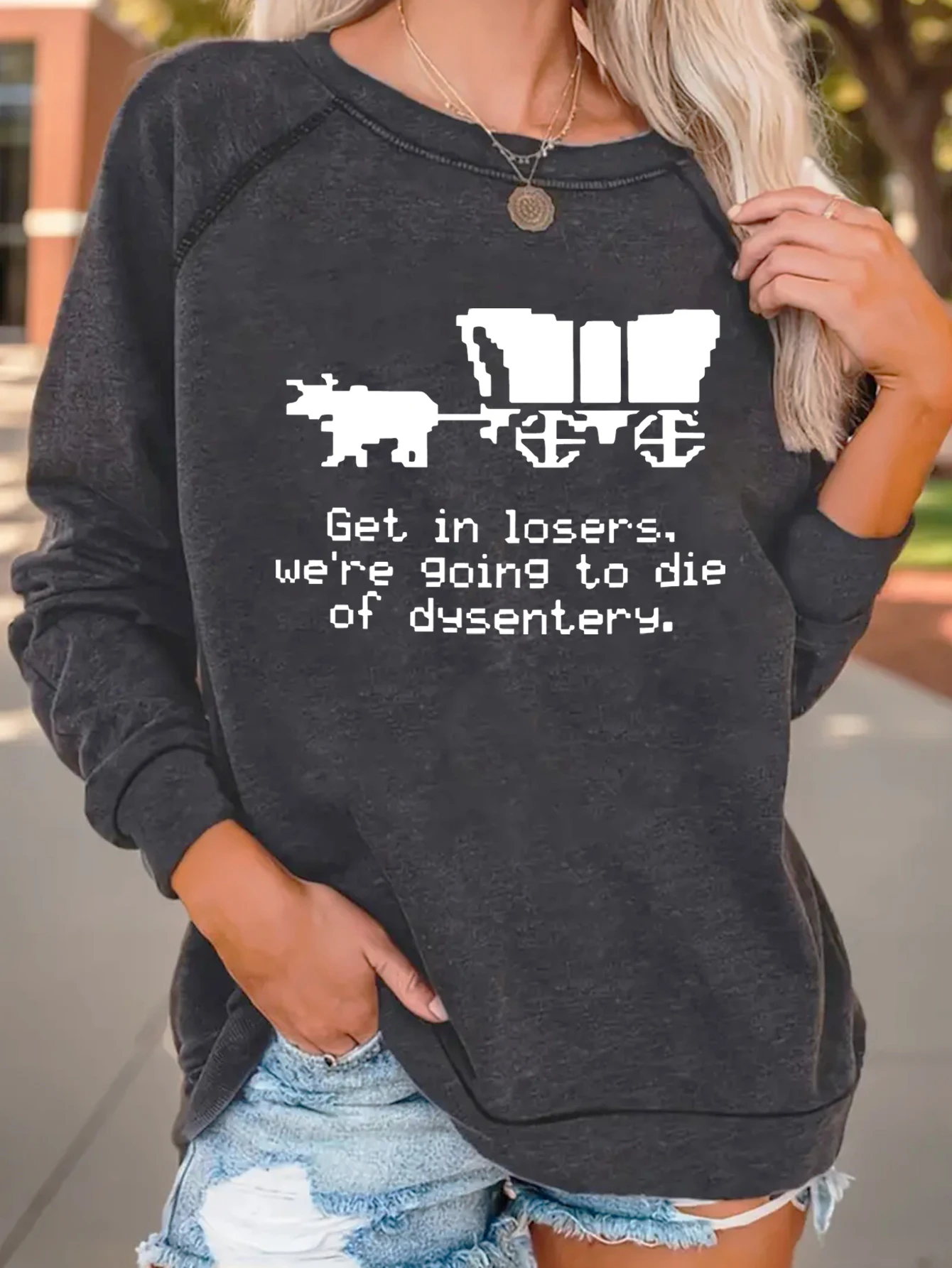 Женская Повседневная Толстовка Пуловер С Круглым Вырезом И Буквенным Принтом