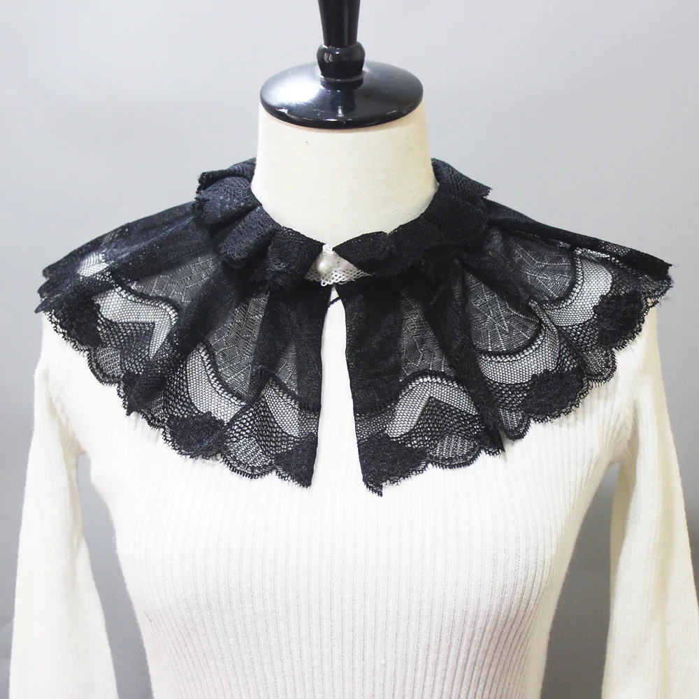 

Black Lace Floral Hollow Shirt Detachable Doll Fake Collar Shawl Wrap for Women Necklace Mini Cape Summer Dress Necktie