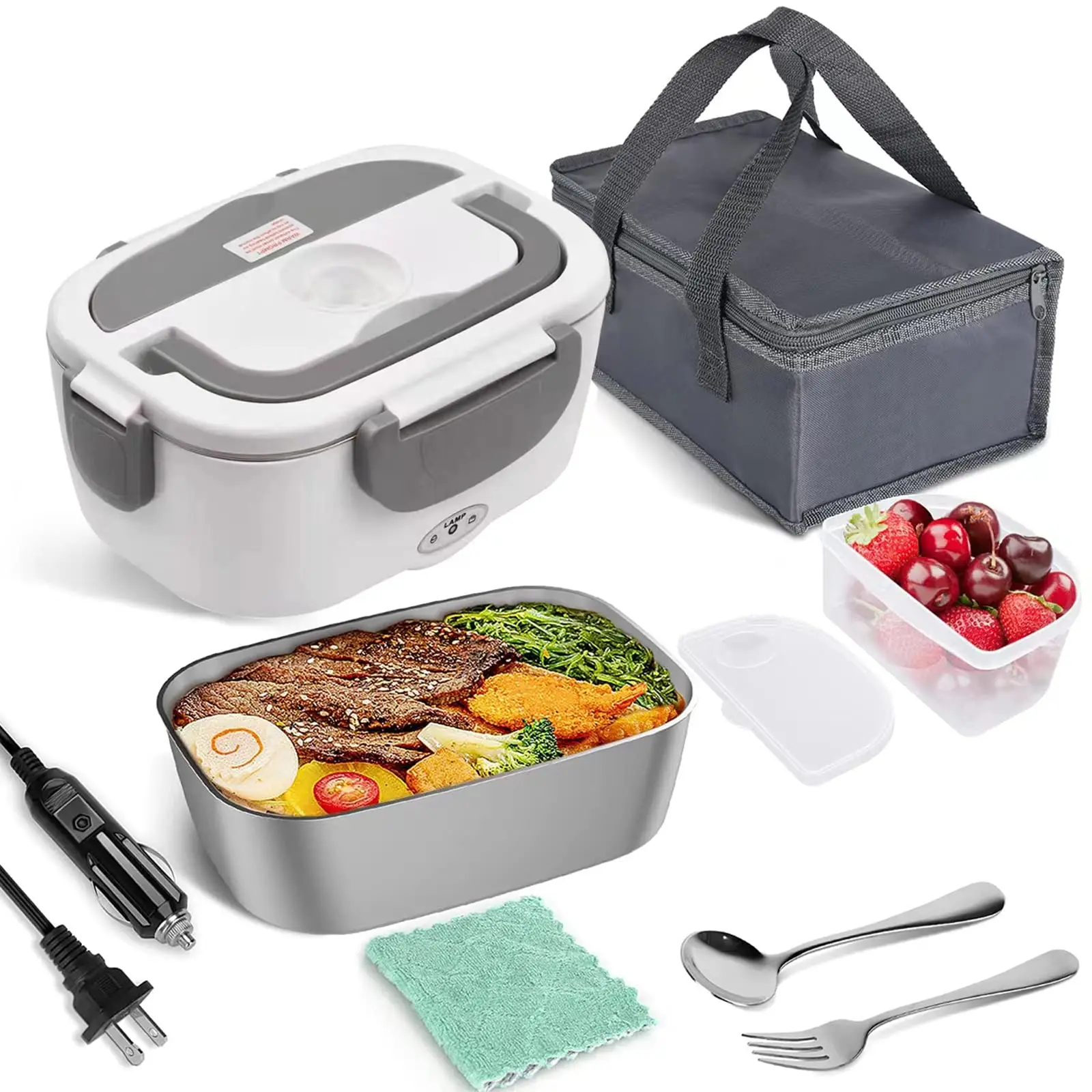 

1.8L Electric Lunch Box Food Heater High Power 60W, Luncheaze 2 in 1 Portable Heated Lunch Boxes for Adults for Car Truck