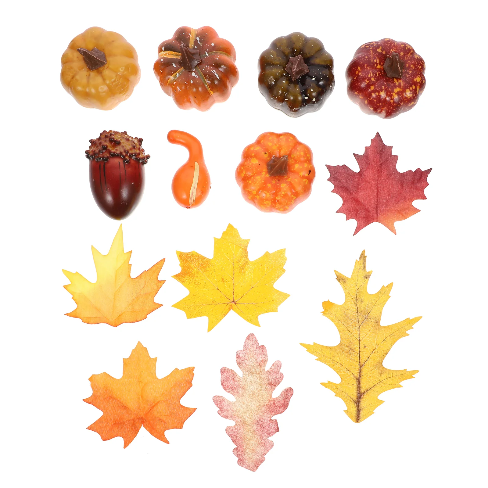 

13pcs Simulation Pumpkin and Leaves Decoration for Harvest Festival