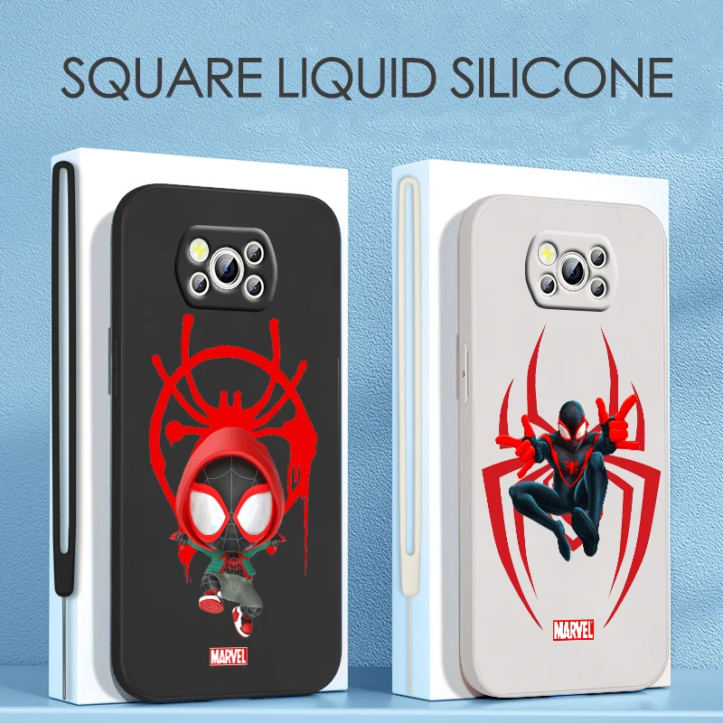 

Marvel Red SpiderMan Hero For Xiaomi POCO C50 C40 X4 M5S F4 M4 X3 F3 M3 C3 Pro GT NFC 4G 5G Liquid Rope Silicone Phone Case