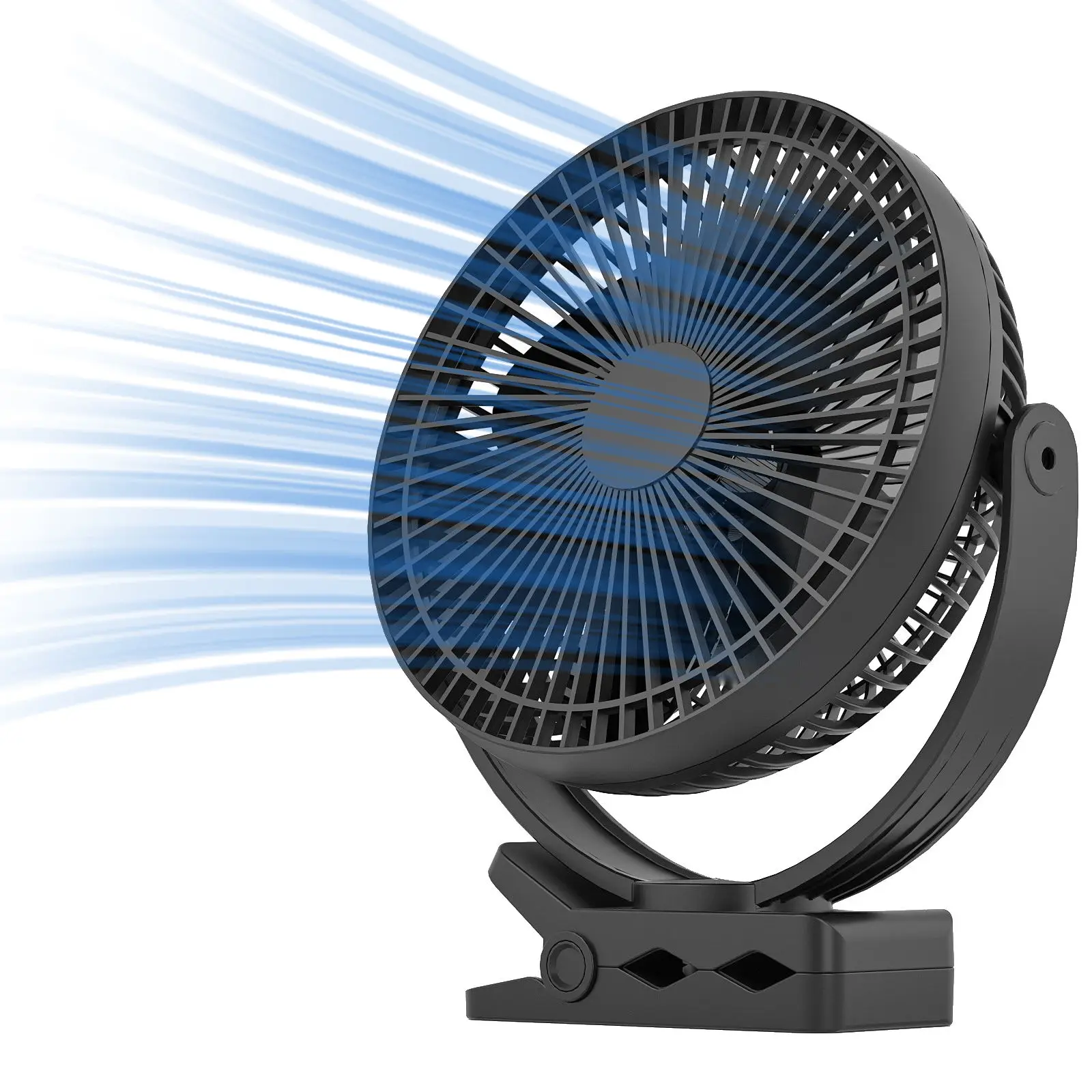 

Mini 10000mAh Chargeable Clipped Fan 360° Rotation 4-speed Wind USB Desktop Ventilator Silent Air Conditioner for Bedroom Office